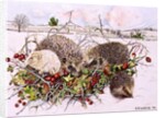 Hedgehogs in Hedgerow Basket, 1996 by E.B. Watts
