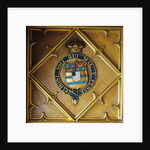 The Manners' arms impaled with those of the Sutton family on the Library ceiling by English School