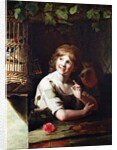Two Girls with a Jay in a Cage by Rev. Matthew William Peters