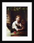 Two Girls with a Jay in a Cage by Rev. Matthew William Peters