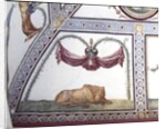 The 'Camera con fregio di Amorini' detail of a sleeping lion, 1520s by Giulio Romano