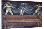 The 'Sala delle Nozze di Alessandro e Rossana' and Roxanne) detail of putti playing under the bed canopy, c.1513 by Giovanni Antonio Bazzi Sodoma