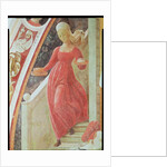 The Birth of the Virgin, detail of a maid servant descending a staircase by Paolo Uccello