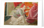 The Birth of the Virgin, detail of a seated maid servant by Paolo Uccello