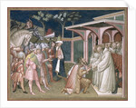 The Saint Prophesizes to Totila King of the Goths, detail from the Life of Saint Benedict, in the Sacristy, 1387 by Aretino Luca Spinello or Spinelli