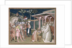 The Saint Prophesizes to Totila King of the Goths, detail from the Life of Saint Benedict, in the Sacristy, 1387 by Aretino Luca Spinello or Spinelli
