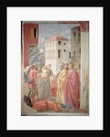 St. Peter Distributing the Common Goods of the Church and the Death of Ananias, c.1427 by Tommaso Masaccio