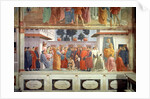 The Raising of the Son of Theophilus, the King of Antioch, and St. Peter Enthroned as First Bishop of Antioch, c.1427 and c.1480 by T. & Lippi F. (1457/8-1504) Masaccio