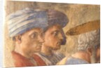 St. Peter Baptising the Neophytes: detail of two turbanned observers, c.1427 by Tommaso Masaccio