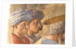 St. Peter Baptising the Neophytes: detail of two turbanned observers, c.1427 by Tommaso Masaccio