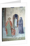 St. Peter Healing a Cripple and the Raising of Tabitha: detail of distant figures: nun and mother and child, c.1427 by Tommaso Masolino da Panicale