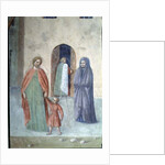 St. Peter Healing a Cripple and the Raising of Tabitha: detail of distant figures: nun and mother and child, c.1427 by Tommaso Masolino da Panicale