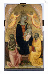Enthroned Madonna and Child being crowned by two Angels, John the Baptist and the Apostle Peter, c.1410-20 by Baldese Pseudo