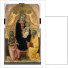 Enthroned Madonna and Child being crowned by two Angels, John the Baptist and the Apostle Peter, c.1410-20 by Baldese Pseudo