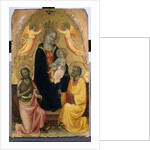 Enthroned Madonna and Child being crowned by two Angels, John the Baptist and the Apostle Peter, c.1410-20 by Baldese Pseudo