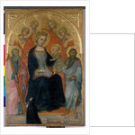 Enthroned Madonna and Child with four angels, two saints and a benefactor, c.1400 by Paolo di Giovanni Fei