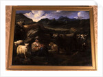 Shepherdess with herd by Philipp Peter called Rosa da Tivoli Roos