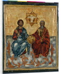 Icon from Crete depicting the Holy Trinity by Greek School