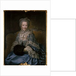 Old woman wearing a lace shawl and muff by German School