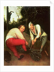 Two Peasants Binding Faggots by Pieter the Younger Brueghel