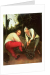 Two Peasants Binding Faggots by Pieter the Younger Brueghel