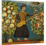 Detail of a musician from a chest, from Mytilini, Lesbos, 18th-19th century by School Greek