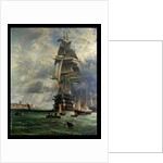 H.M.S. St. Vincent at her Moorings off the Entrance to Haslar Creek, Portsmouth, 1868 by Henry Thomas Dawson