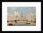 H.M.S. Britannia lying off Plymouth by Thomas Buttersworth