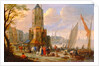 Figures and Boats in a Dutch Port by Pieter Bouts