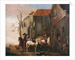 Riders and Horses at the Door of an Inn by Pieter Wouwermans or Wouwerman