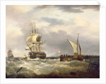 Dutch emigrant ship dropping the pilot and leaving her homeland astern by George Webster