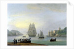 A Brig Entering Dartmouth Harbour, with a Ferry in the Foreground, 1828 by Thomas Luny