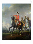 Equestrian portrait of the Duke of Wellington with British Hussars on a battlefield, 1814 by Nicolas Louis Albert Delerive