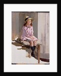 Portrait of a young girl in a pink dress and a straw hat by Harry Watson