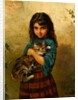 Full of Mischief, A Girl with her Cat by William Oliver
