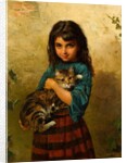 Full of Mischief, A Girl with her Cat by William Oliver
