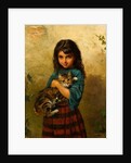 Full of Mischief, A Girl with her Cat by William Oliver