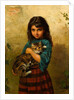 Full of Mischief, A Girl with her Cat by William Oliver