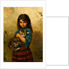 Full of Mischief, A Girl with her Cat by William Oliver