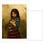 Full of Mischief, A Girl with her Cat by William Oliver