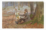 Watercolour painting in the woods at Knole Park, near Sevenoaks, Kent by Charles Green
