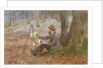 Watercolour painting in the woods at Knole Park, near Sevenoaks, Kent by Charles Green
