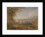 A Brick and Timber Railway Viaduct with Steam Train, 1849 by F. S. Cook