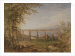A Brick and Timber Railway Viaduct with Steam Train, 1849 by F. S. Cook