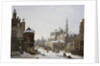 A Capriccio View of a Town with Figures on a Frozen Canal by Jan Hendrik Verheyen