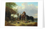 Three Horses with Pigs by John Frederick Herring Jnr