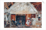 Interior of Cruck Cottage, possibly Shipley Glen by English School