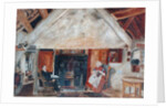 Interior of Cruck Cottage, possibly Shipley Glen by English School