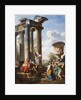 Capriccio with the preaching of a saint, the Medici vase, a ruined temple and the Pyramid of Cestius, c.1745 by Giovanni Paolo Pannini or Panini