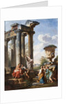 Capriccio with the preaching of a saint, the Medici vase, a ruined temple and the Pyramid of Cestius, c.1745 by Giovanni Paolo Pannini or Panini